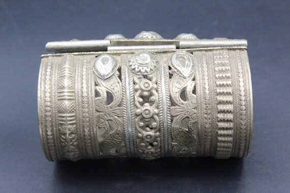 Antique Afghan Kuchi Tribal Cuff Bracelet, Carved… - image 5