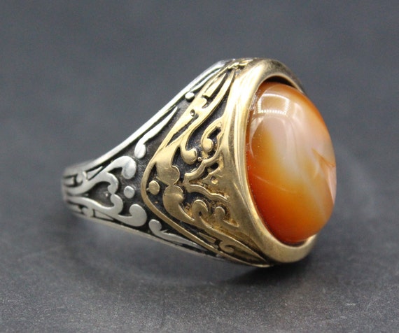 Turkish Ottoman Glass Carnelian Stones 925K Sterl… - image 2