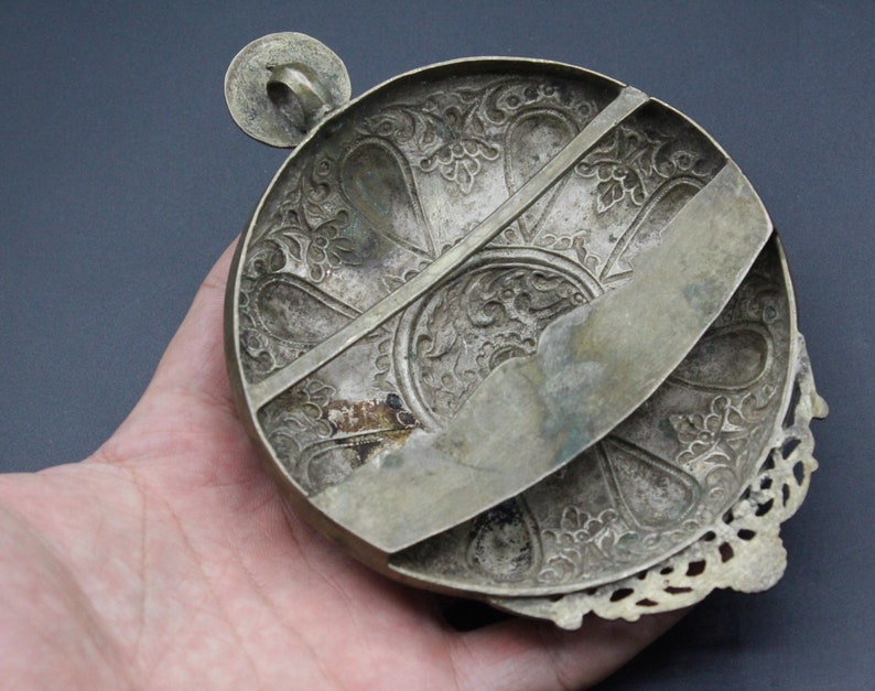 Antique Ottoman Pendant Ottoman Silver Costuming Belt Buckle Pendant Costuming Jewelry Tribal Pendant, Carved Round Large Pendant