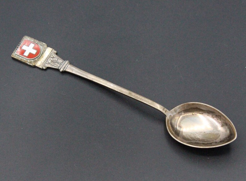 Vintage Souvenir Spoon Silver Switzerland Spoon Enamel Etsy