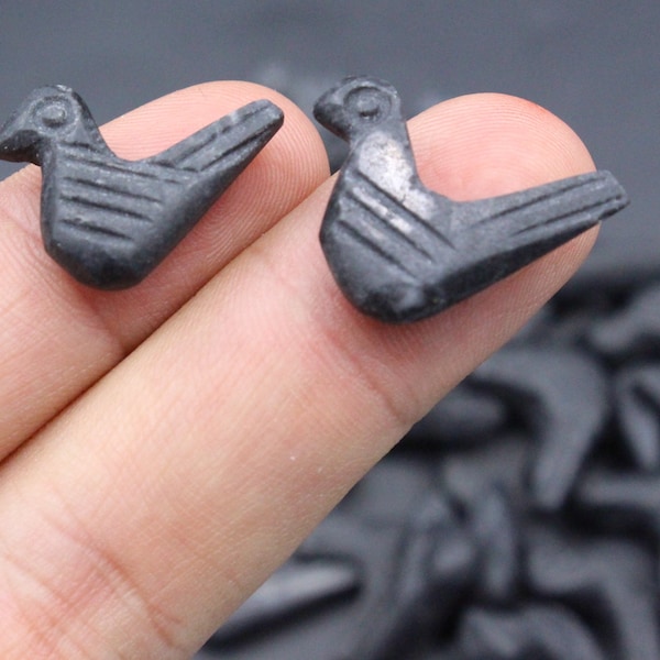 Afghan Birds, Ceramic Bird shaped Beads, Costuming Carved Beads Birds, Making Jewelry, Adorable Beads, Animal Black Birds Beads, 1 pc