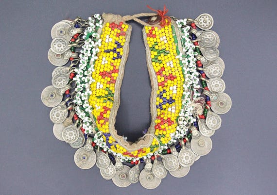 Vintage Afghan Gypsy Belly Dance Fabric Anklet, Dangly Coins Anklet, Unique Tassels Old Nomadic Anklet - Costuming Anklet, Afghan Anklet,