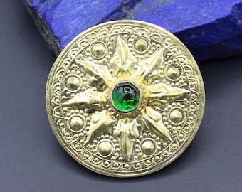 Vintage Afghan Gold Gilded Button: Tribal Ethnic Hat Style