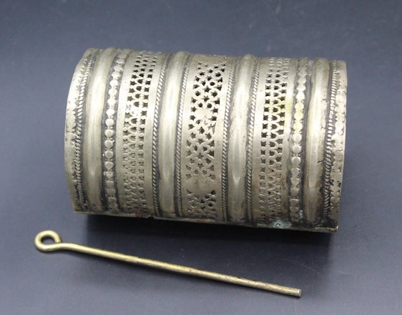 Antique Afghan Kuchi Tribal Cuff Bracelet, Carved… - image 3