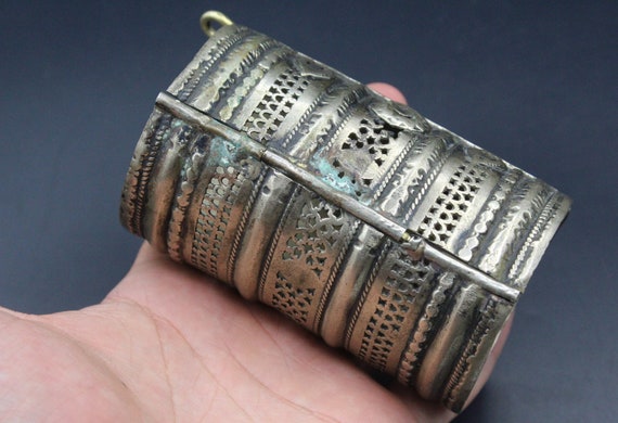 Antique Afghan Kuchi Tribal Cuff Bracelet, Carved… - image 7