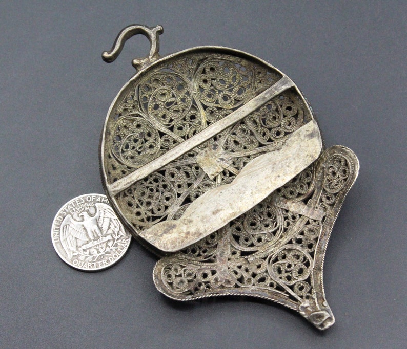 Ottoman Silver Costuming Belt Buckle Pendant Star Design Pendant, Talkaar Workmanship Ethnic Pendant Tribal Ottoman Pendant