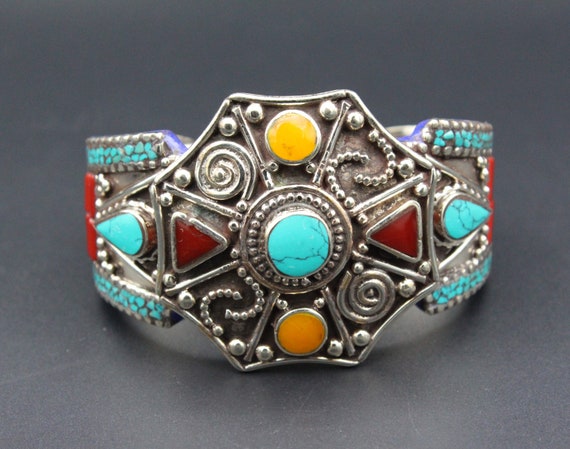 Tibetan Nepalese Cuff Bracelet, Cuff Bracelet, In… - image 2