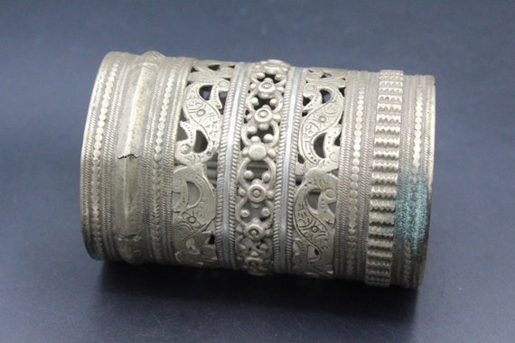 Antique Afghan Kuchi Tribal Cuff Bracelet, Carved… - image 2