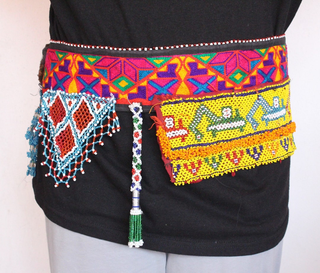 Vintage Kuchi Tribal Belt: Afghan Banjara Fabric, Tassels  display picture 3
