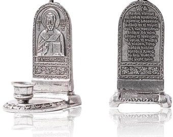 Saint Nicholas Candle Holder, Orthodox Christian  home altar decor, Sympathy memorial gift