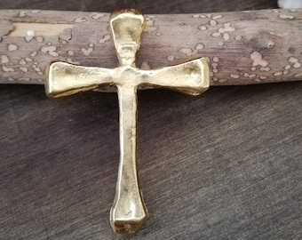 Brass Nail Cross Pendant: Christian Necklace for Men