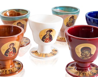 Ceramic Vigil Lamp – Greek Orthodox Chalice Style, 11.5cm, Icon Decor