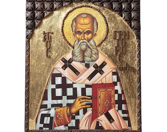 Saint Gregory Icon: Byzantine Religious Artwork, Handmade