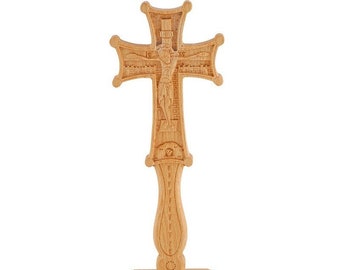 Handcrafted Wooden Blessing Cross: Iconostasis-ready Home Décor for Spiritual Enrichment - Unique Artisanal Creation for Your Sacred Space