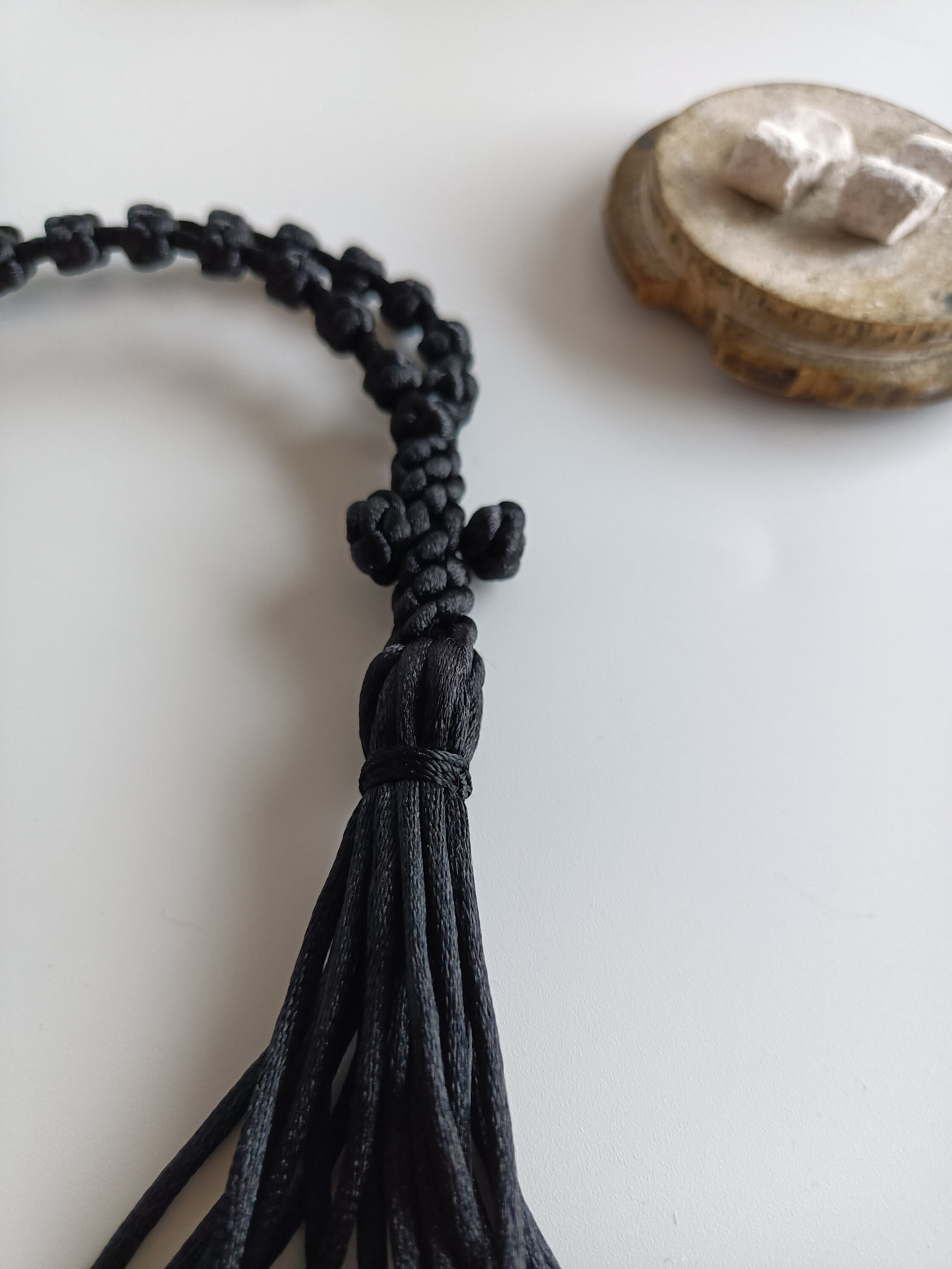 Dark Blue Prayer Rope With Wooden Beads Every 10 Knots, Semi Spaced  Komboskini, Navy Ink Blue Chotki Christmas Gift, Orthodox Prayer Rope 