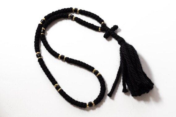 Orthodox Prayer Rope: Black Komboskini With Beads, Christian Gift