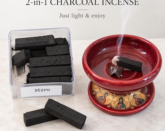 Handmade Greek Incense Logs - Vine Wood Charcoal & Pure Resin