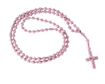 Handmade Vintage pink Prayer Rope: Silver Beads, Orthodox Chotki