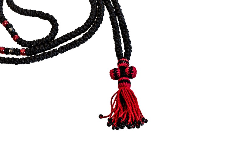 Orthodox Black Prayer Rope With Handtied Crochet Cross and Red Beads - Etsy