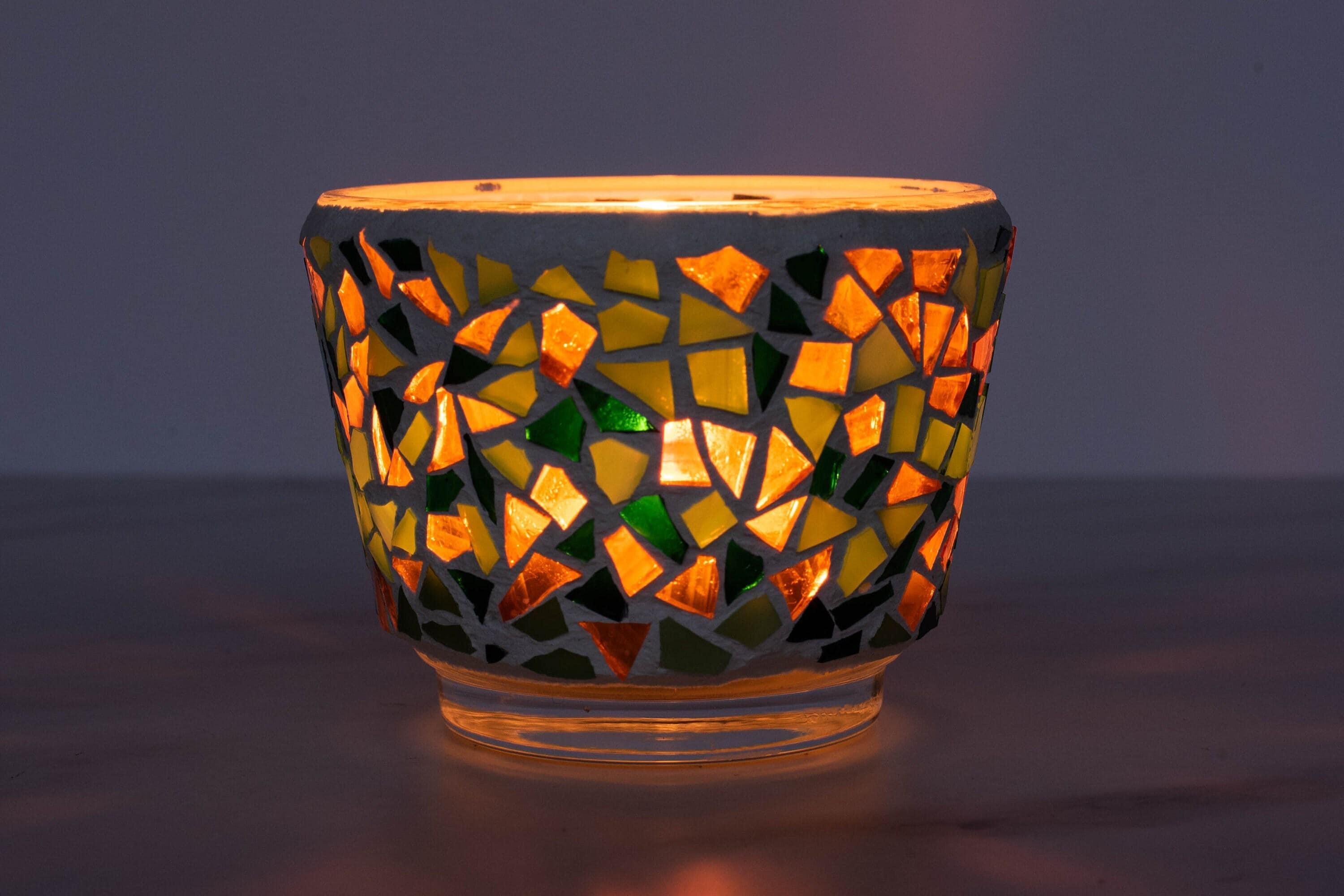 手作りモザイクキャンドルホルダー、ステンドグラス装飾 - Etsy 日本