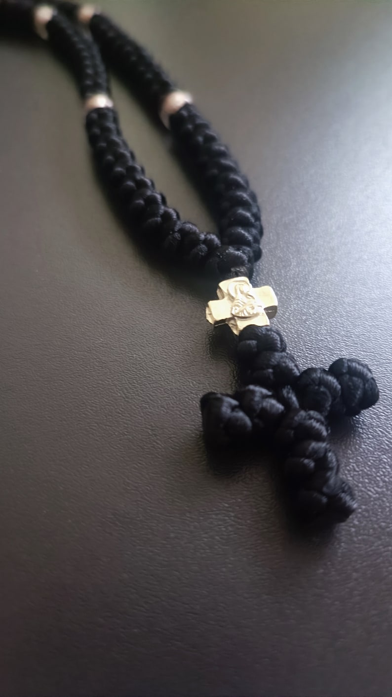 Handmade Black Komboskini Prayer Rope: Gold Beads, Orthodox Cross - Etsy