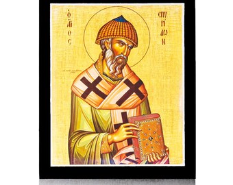 Handmade Saint Spyridon Icon: Orthodox Christian Wall Art
