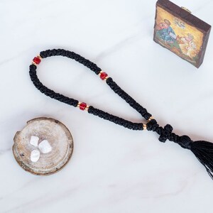 Fully Handmade Traditional Black Prayer Rope With Red Beads | Orthodox ...