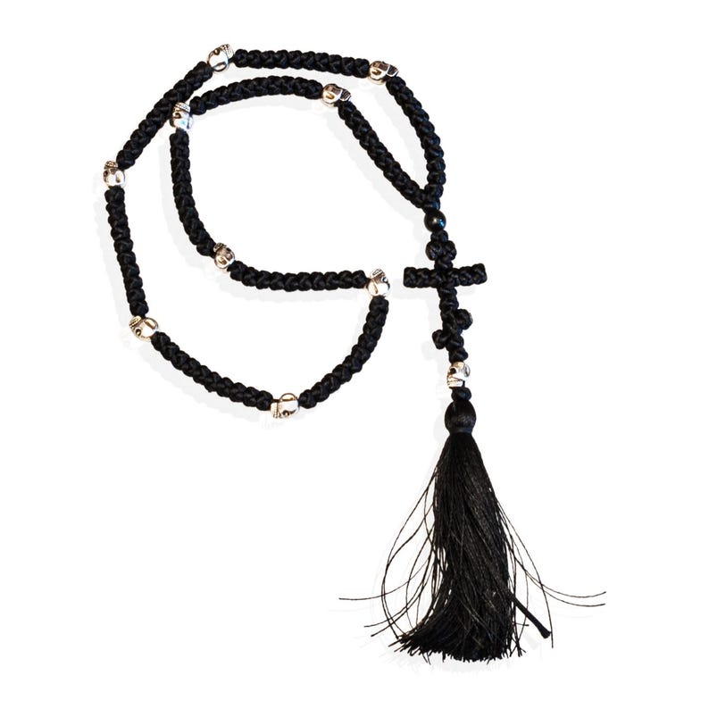 Meditation Rope Handmade Memento Mori Prayer Rope – Skull Bead – Black Rattail Cord - Etsy