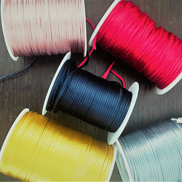 5m fine quality rat-tail cord, 2mm Kumihimo Cord, Satin Silk Cord, Macrame Knotting, Beading String, Thread Cording, Knot Art Sewing Crafts