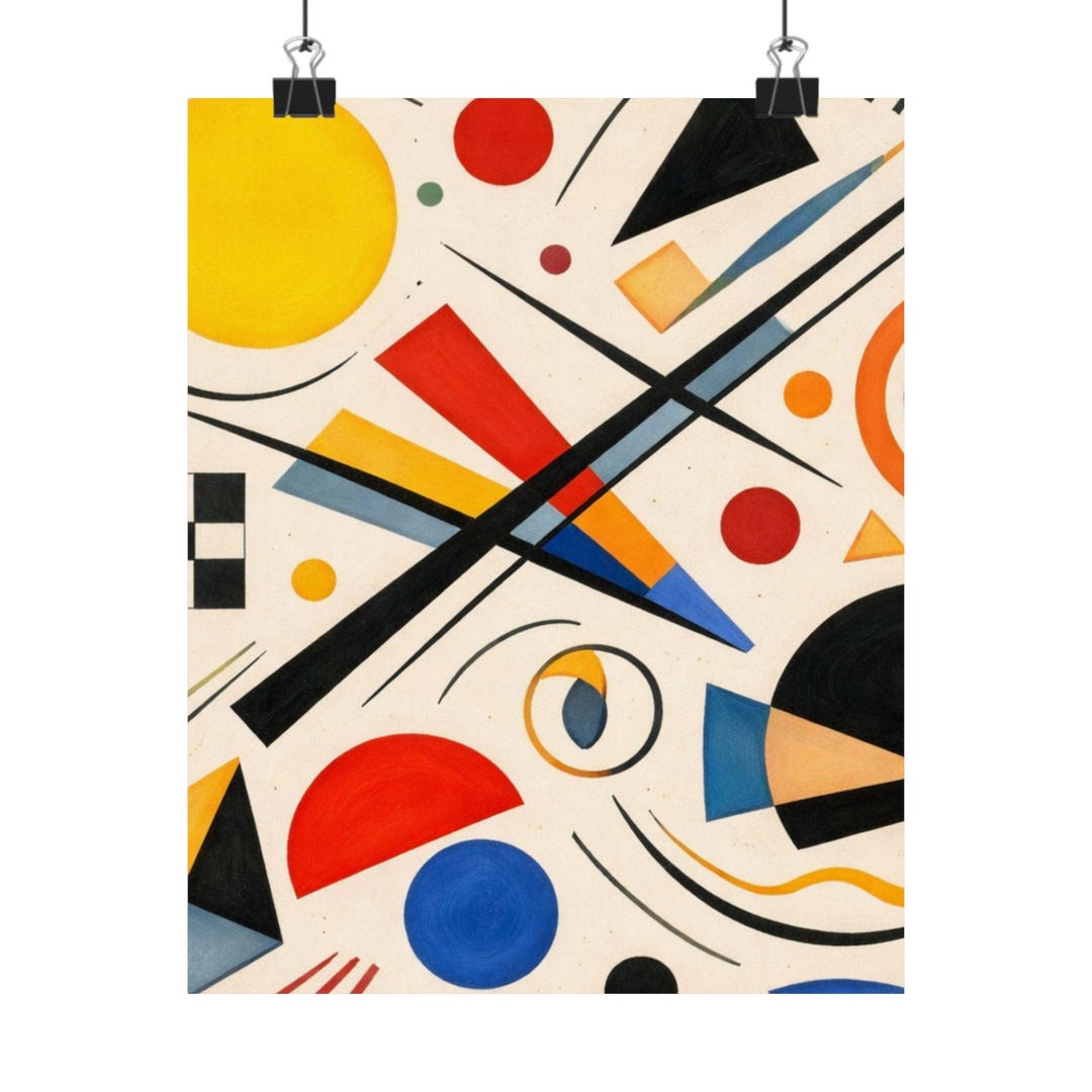 Modern Bauhaus Wall Art Poster | Abstract Geometric Shapes Matte ...
