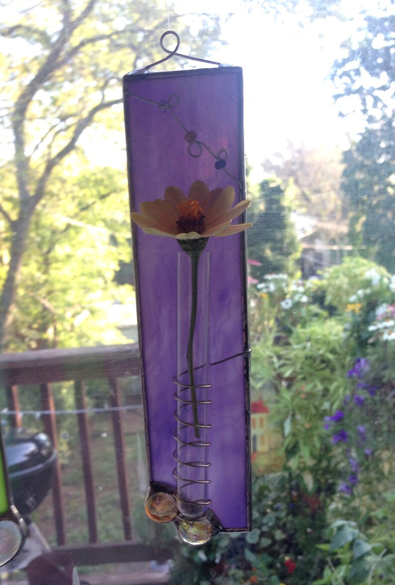 Purple Stained Glass Bud Vase Etsy