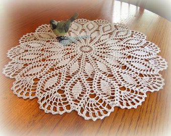 Ecru Crochet Doily--20" Petals and Fans--Table Topper (picture shown in white)