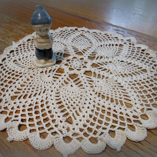 Crochet Doily in White or Ecru--Simple and Sweet Pineapple Doily--11-13"