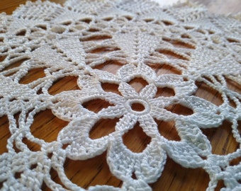 White Crochet Doily--flower Center--pretty Points--13