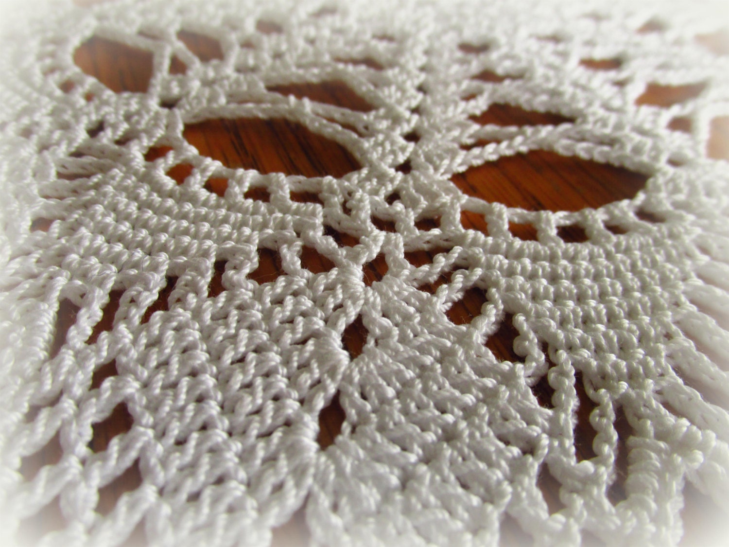 White Crochet Doily--pointed Edge Flower Doily--13