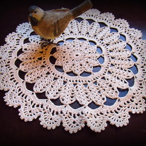 Crochet Doily in Ecru--Similar to Berka Shell--Scalloped Edge--12&quot;