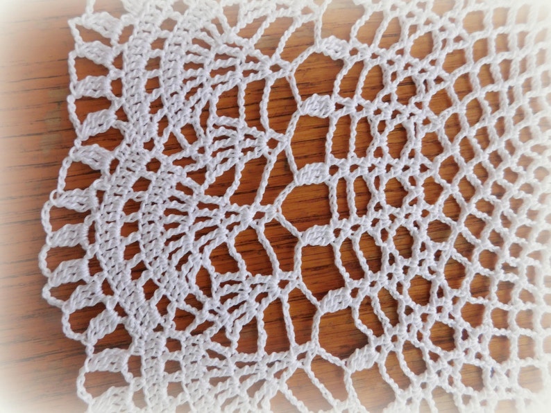Crochet Doily With Beautiful Fan Edgingwhite Crochet Etsy