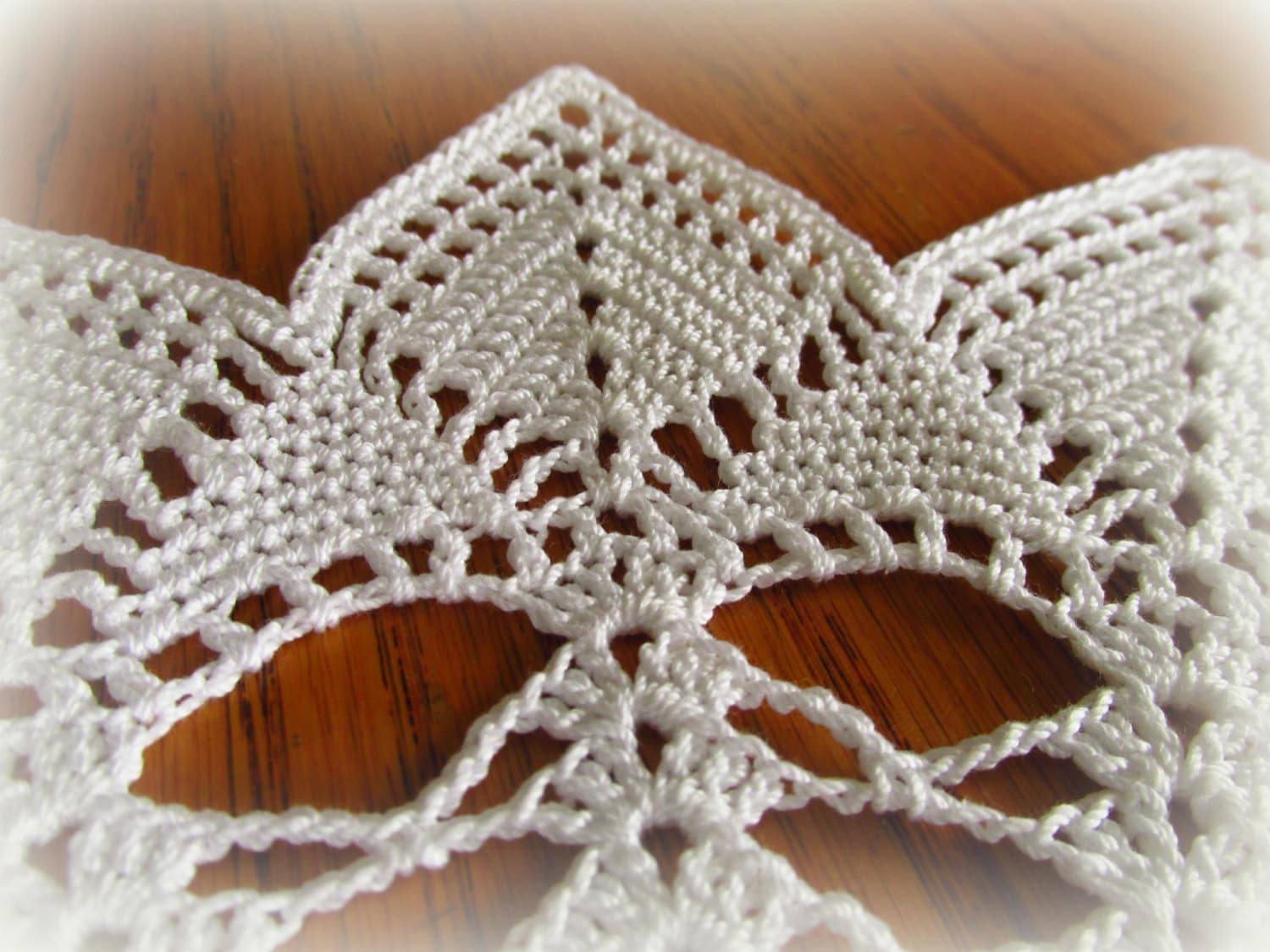 White Crochet Doily--pointed Edge Flower Doily--13