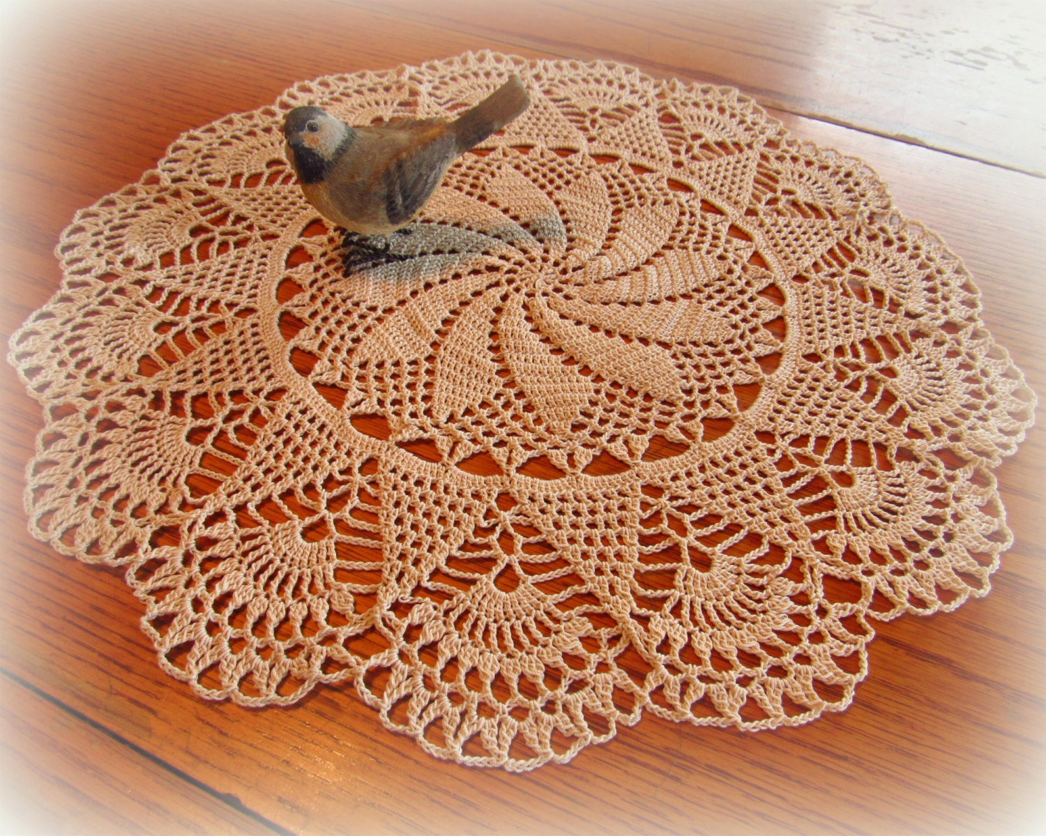 Large Ecru/Natural Crochet DoilyPinwheel Doily with Etsy