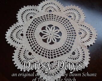 Crochet Doily Pattern--PDF download--&quot;Daisy Days&quot;----An Original Doily Pattern