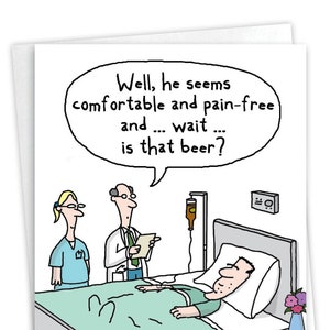 Hysterical Get Well Paper Card with 5 x 7 Inch Envelope (1 Card)  Beer Drip