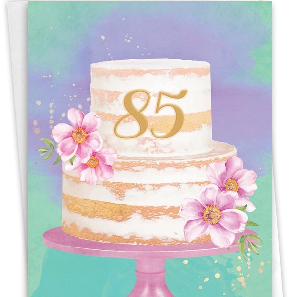 85th Milestone Birthday Greeting Card with Envelope (1 Card) Number Cake 85, For Him For Her