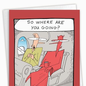 Birthday Greeting Card w/ Envelope (1 Card) Bday Devil Plane Ride, For Him For Her