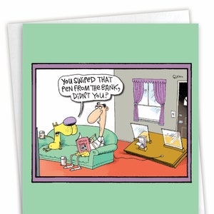 Funny Birthday Greeting Card With Envelope Bday Bank Pen for Him for