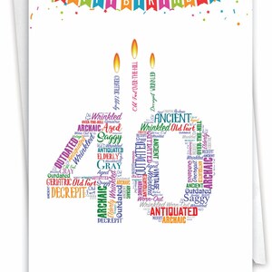 40th Milestone Birthday Greeting Card With 5 X 7 Inch Envelope 1 Card