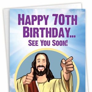 Funny 70th Milestone Birthday Greeting Card with Envelope (1 Card) See You Soon - 70, For Him For Her