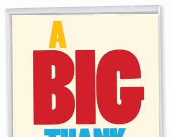 BIG Thank You Card with Envelope (Large 8.5 x 11 Inch) - Fun and Colorful Thankful Stationery Notecard - Funny Appreciation Card to Say...