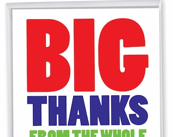 Big Thanks From The GangFriendBoss Gratitude Thank You Card w/ Envelope (Extra Large 8.5 x 11 Inch), For Him For Her