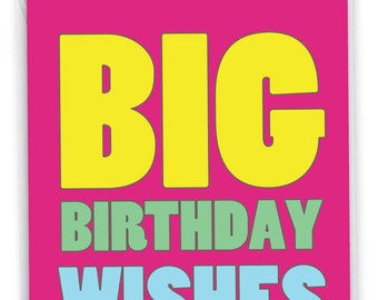 Jumbo Funny Birthday Greeting Card 8.5 x 11 Inch w/ Envelope (1 Pack) Big, Jumbo Bday Big Birthday Wishes, For Him For Her