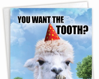 Funny Birthday Greeting Card with Envelope (1 Card) Bday The Tooth, For Him For Her